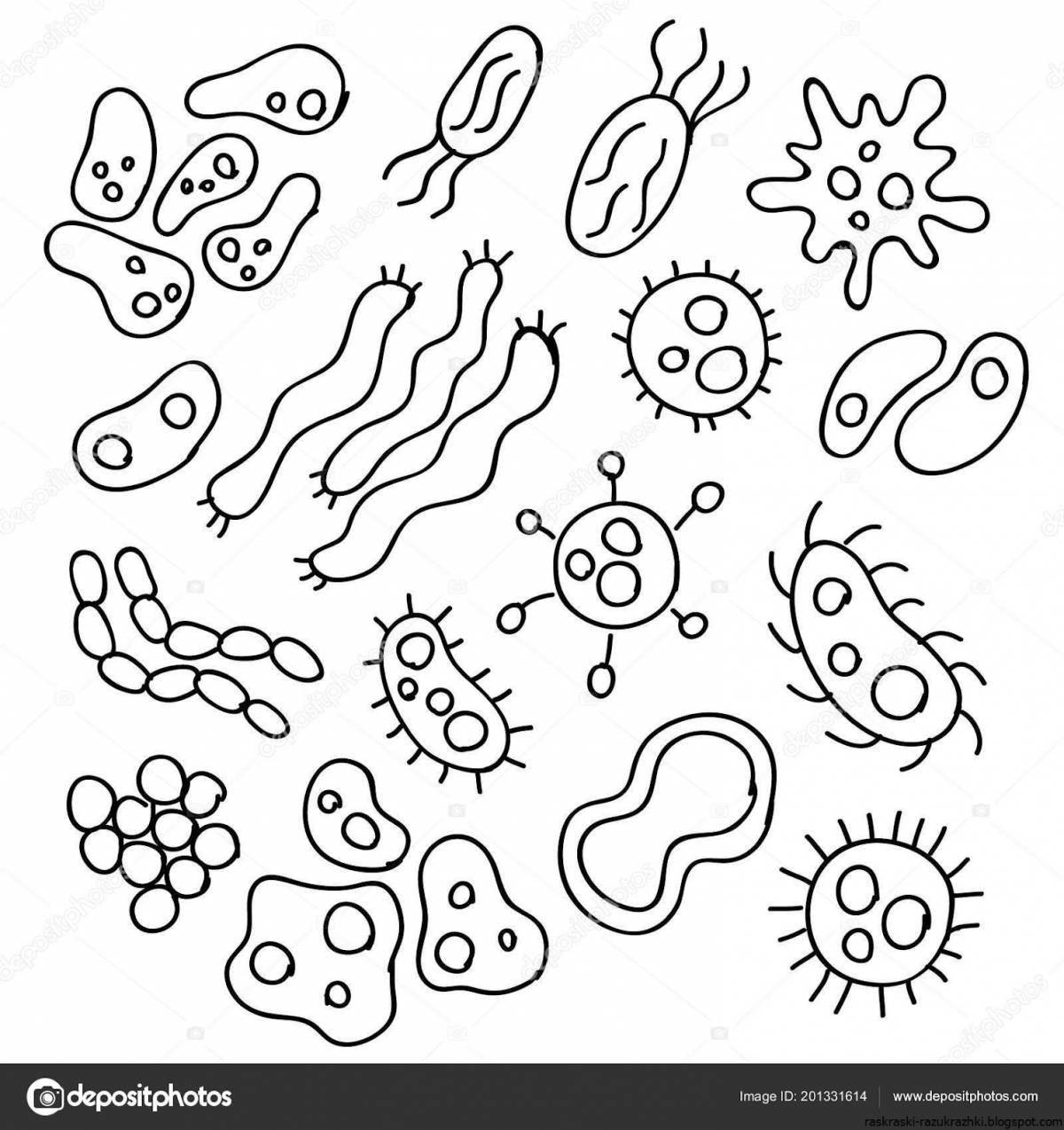 Fancy microbes coloring pages for kids
