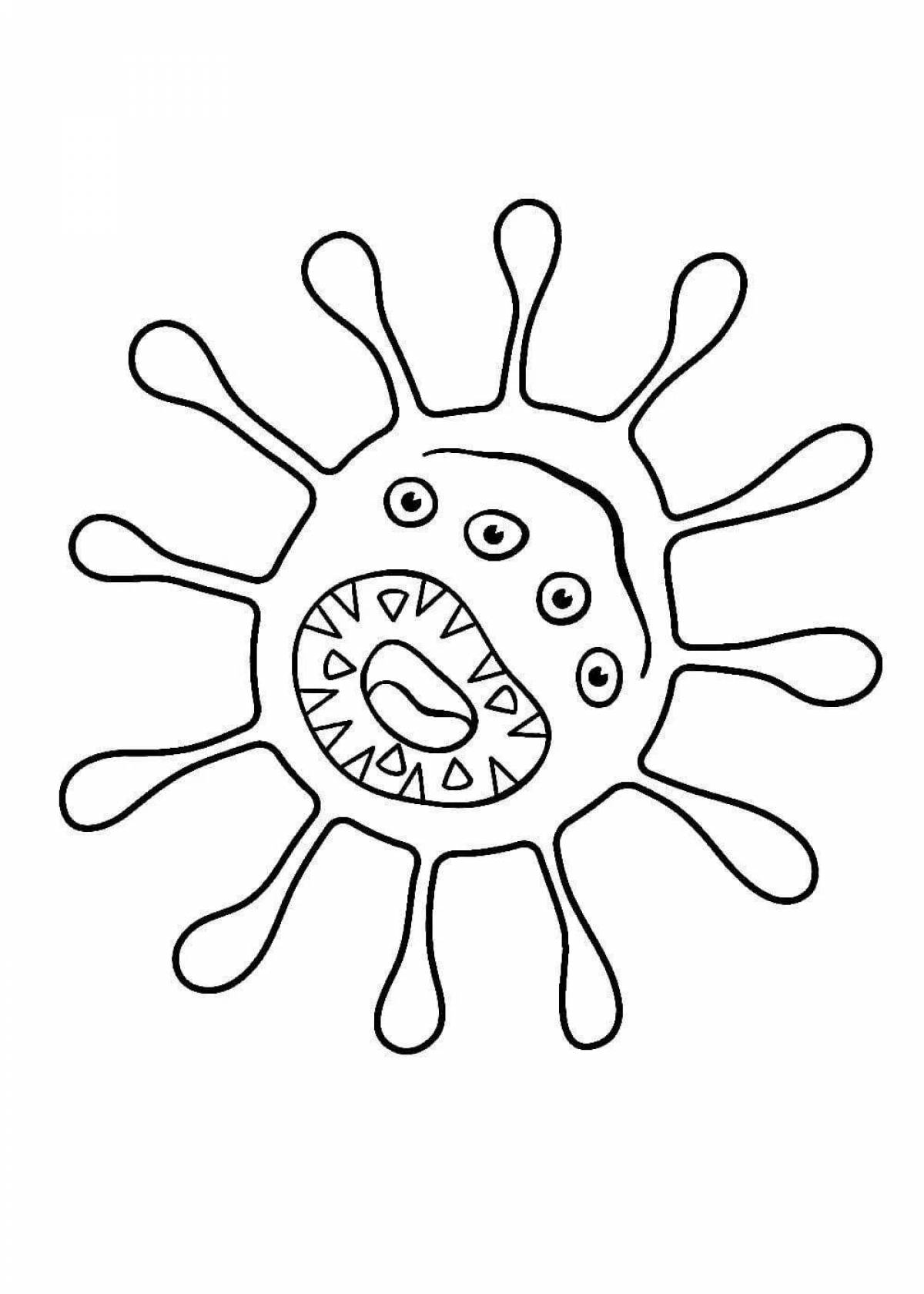 Colored microbes coloring pages for kids