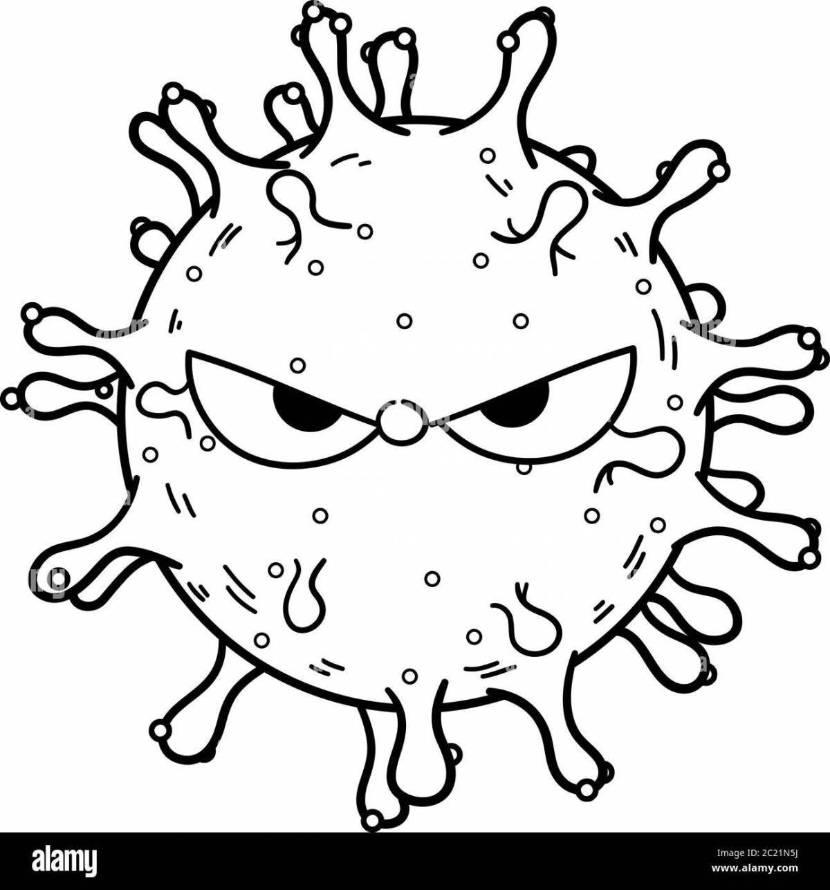 Colored crazy microbes coloring pages for kids