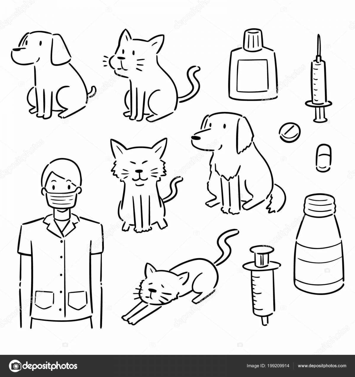 Fabulous veterinary coloring book for kids