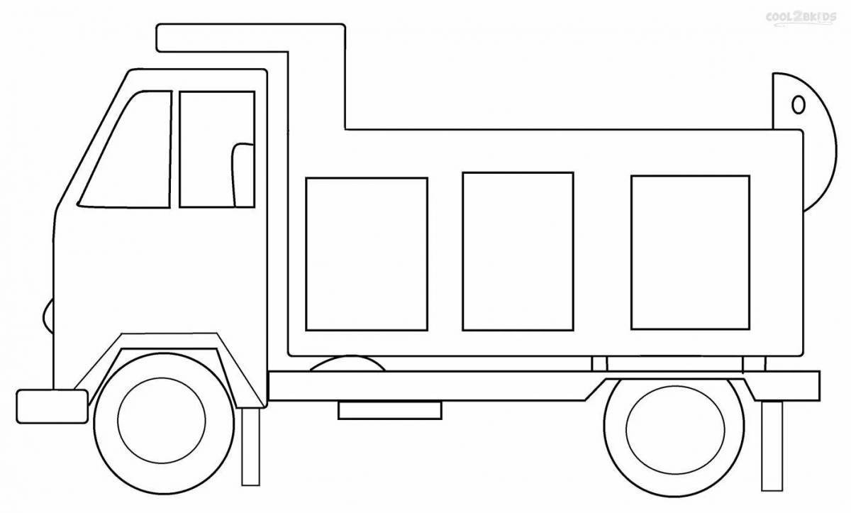 Красочная страница раскраски грузовика для малышей