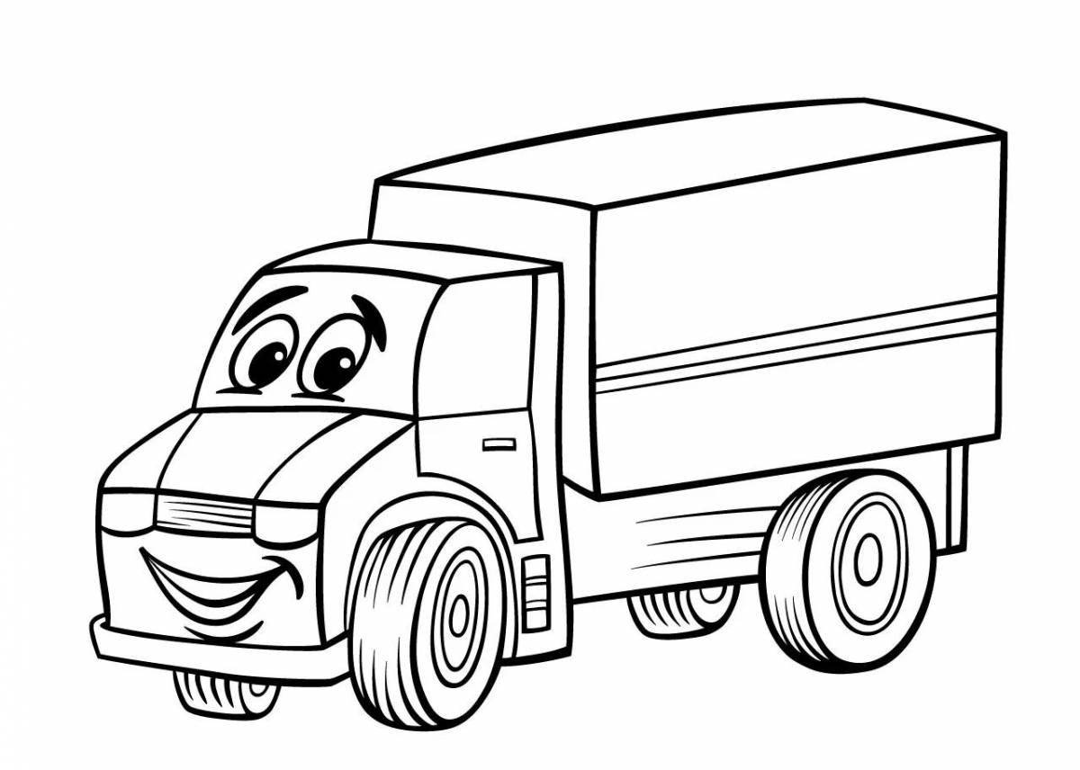 Красочная страница раскраски грузовиков для малышей