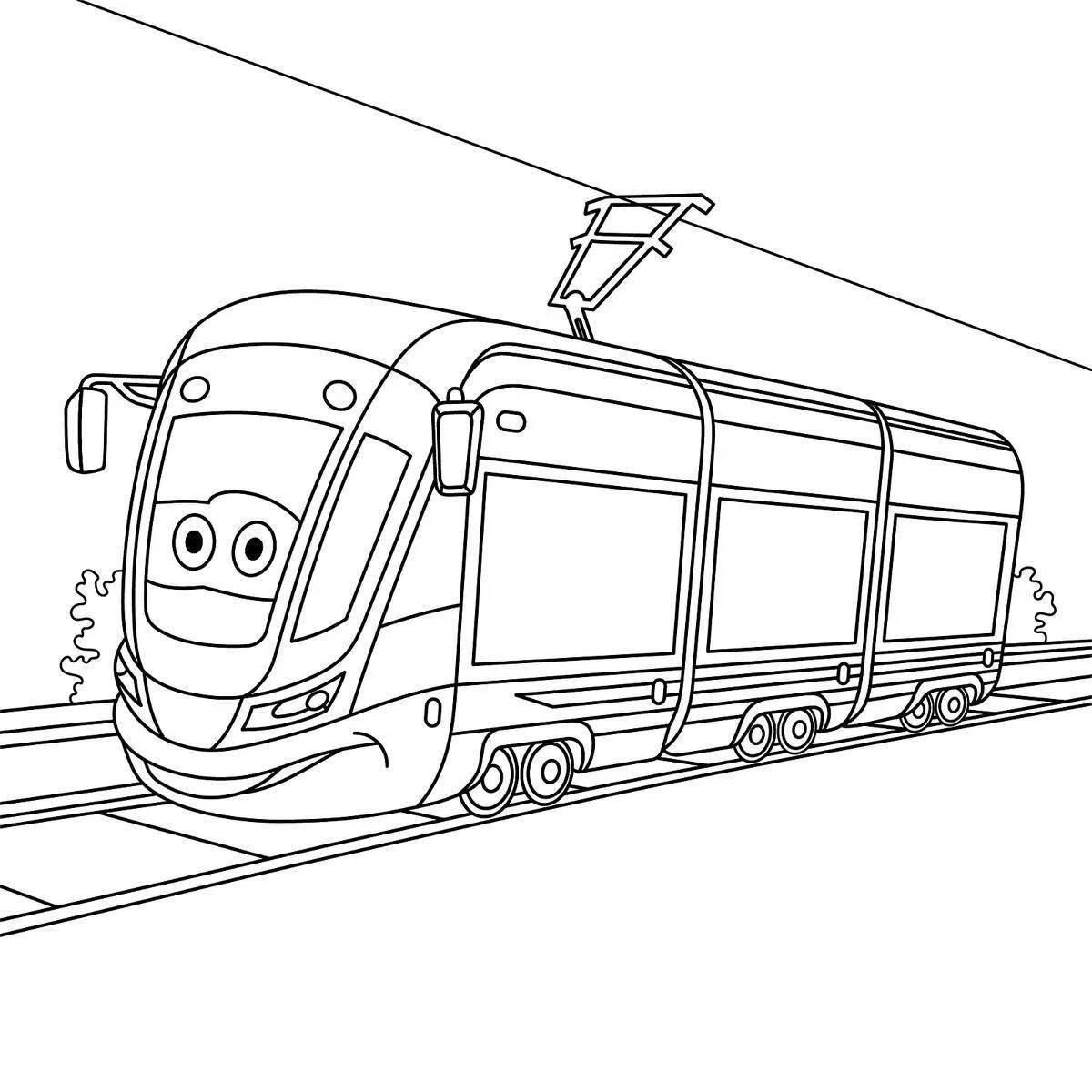 Joyful tram coloring book for kids