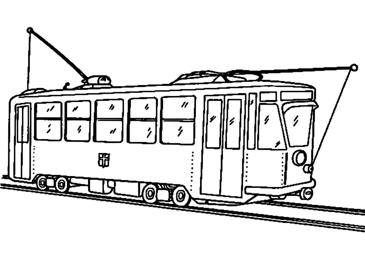 Coloring book magic tram for kids