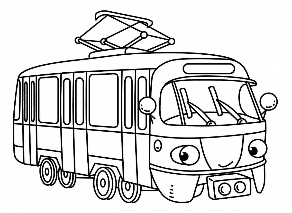 Милый трамвай раскраски для детей
