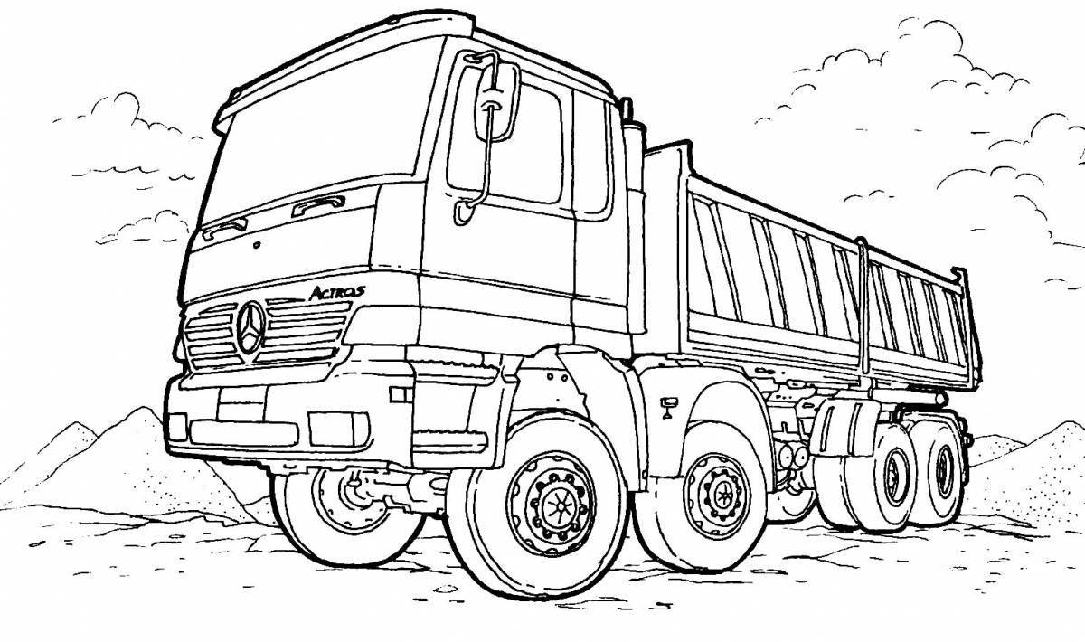 Colourful truck coloring book for boys