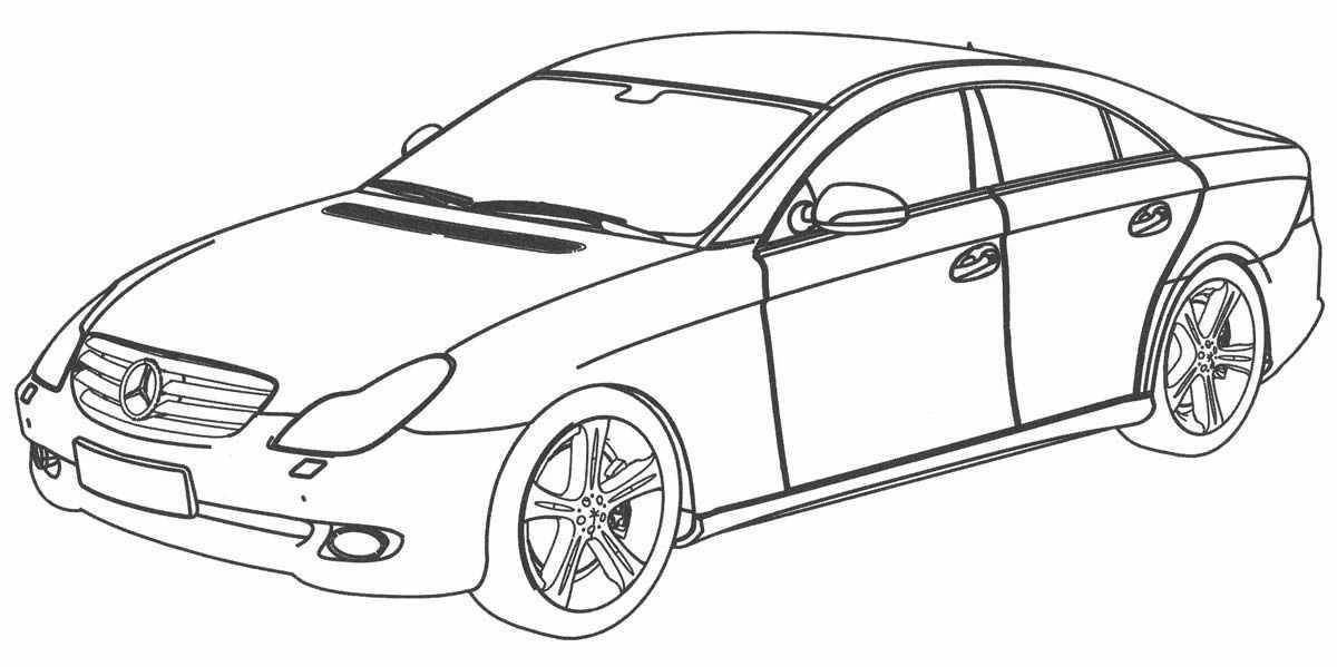 Radiant coloring page for kids mercedes