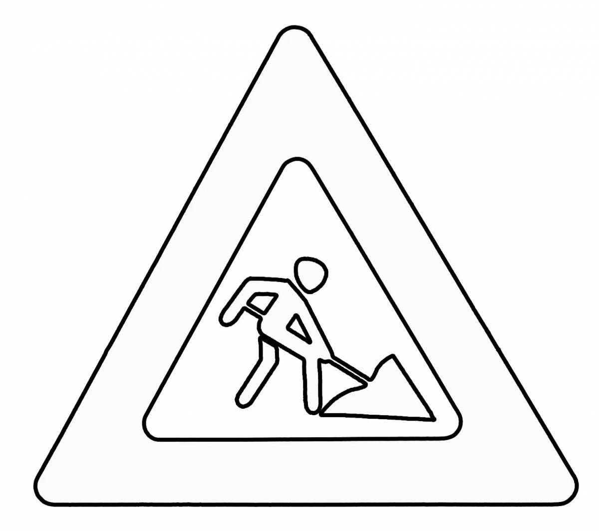 Primary school creative traffic signs coloring page