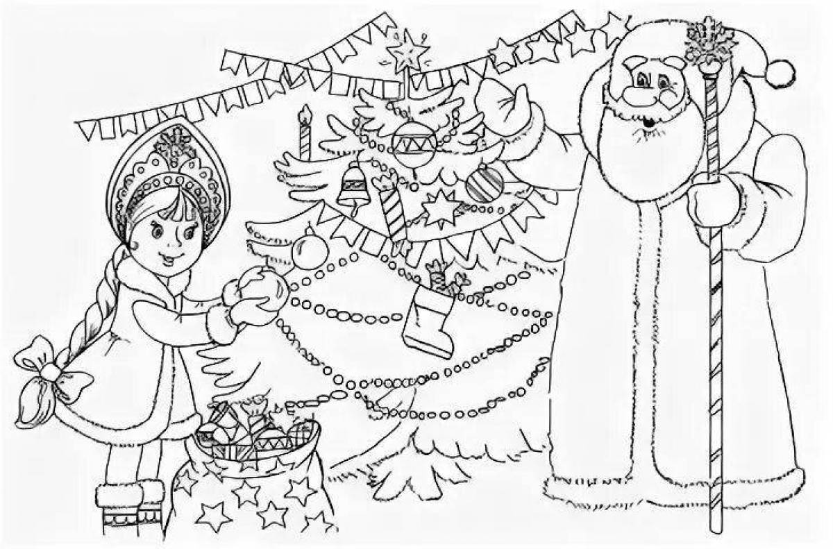 Coloring page joyful snow maiden