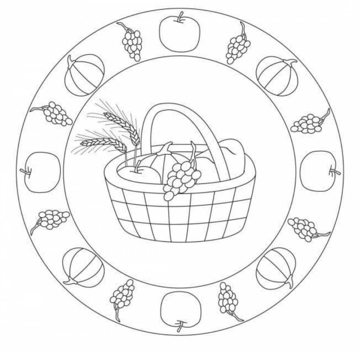 Раскраска тарелка с цветными брызгами для детей 3-4 лет
