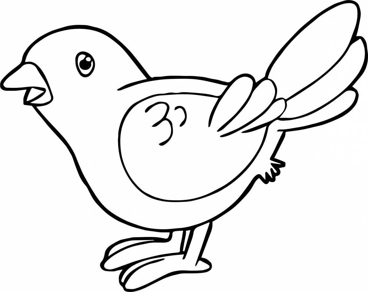Colorful bird coloring page for 2-3 year olds
