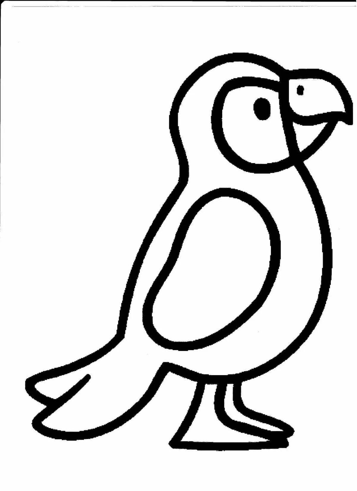 Bright bird coloring page for 2-3 year olds