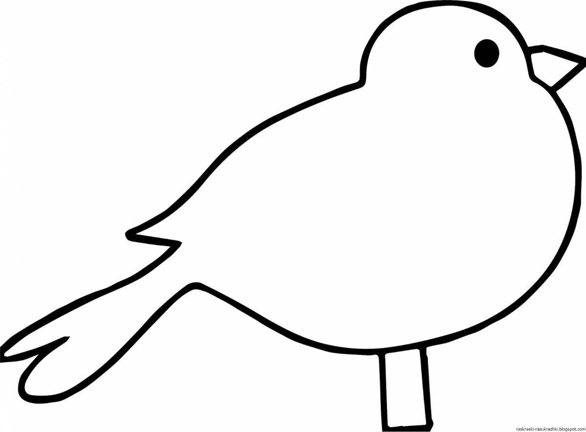 Удивительная страница раскраски птиц для детей 2-3 лет