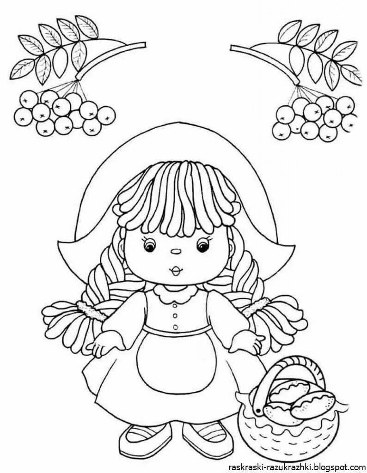 Coloring funny little red riding hood