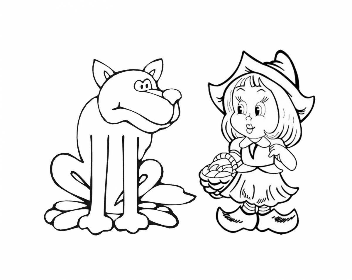 Coloring book bright little red riding hood