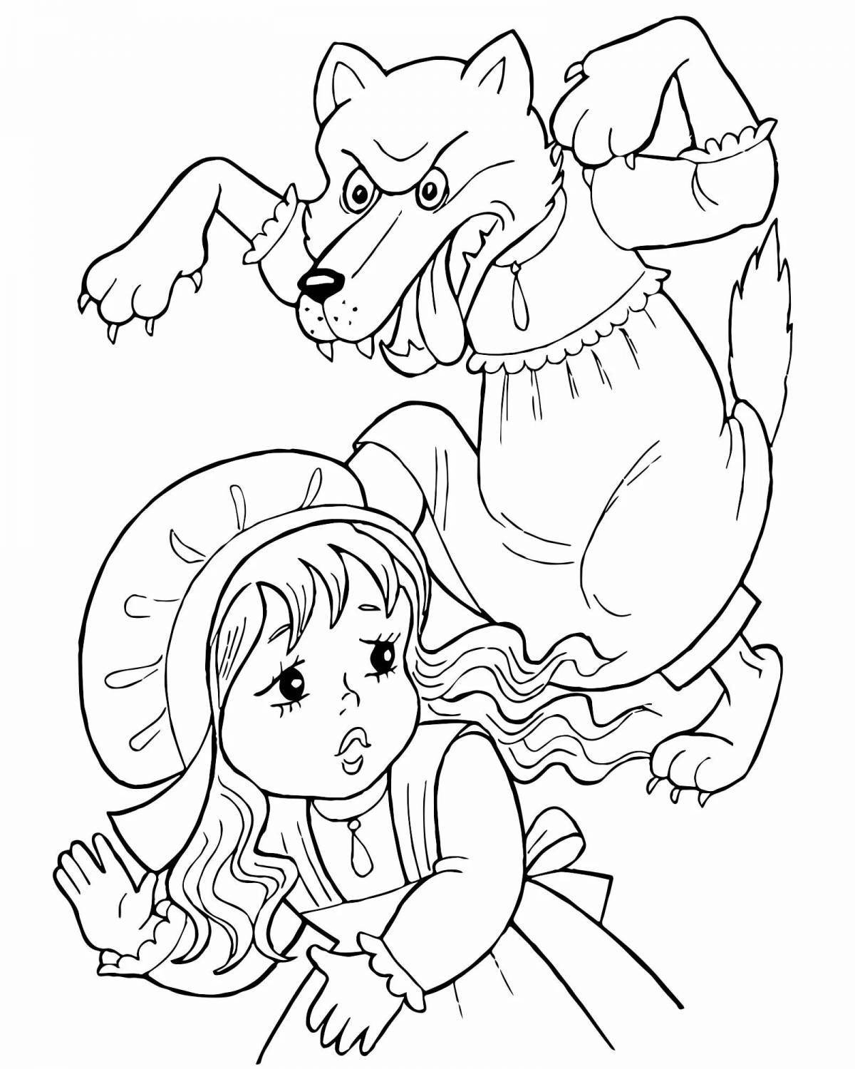 Coloring book playful little red riding hood