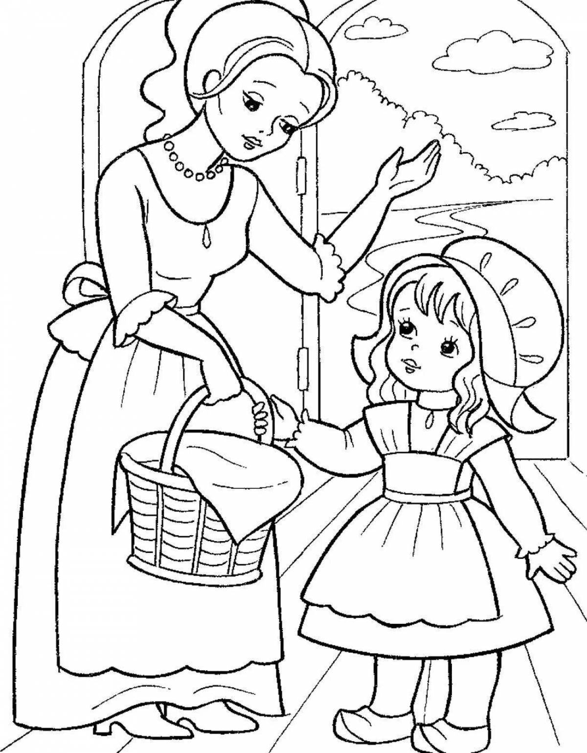 Coloring book Gorgeous Little Red Riding Hood