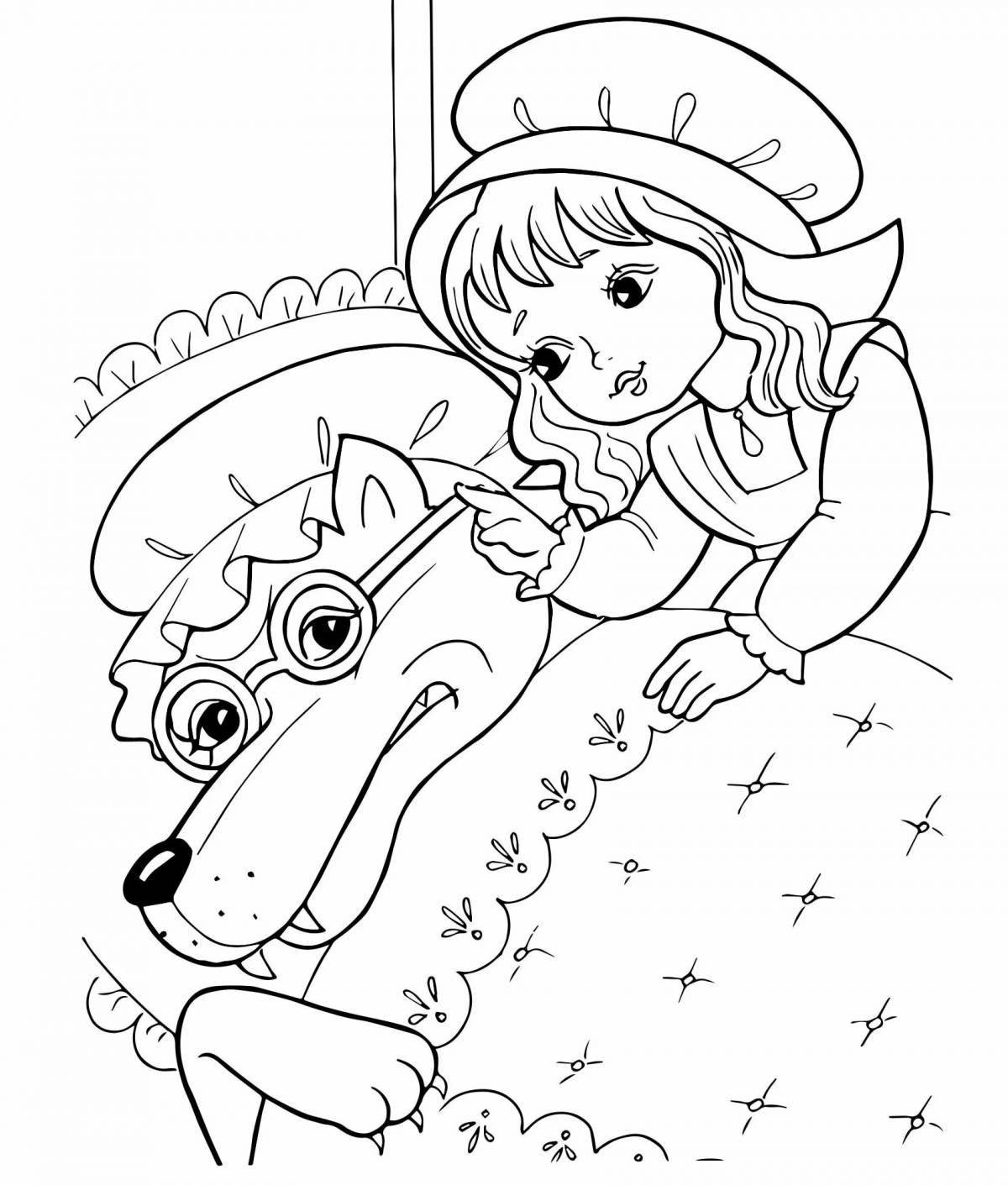 Coloring page enthusiastic little red riding hood