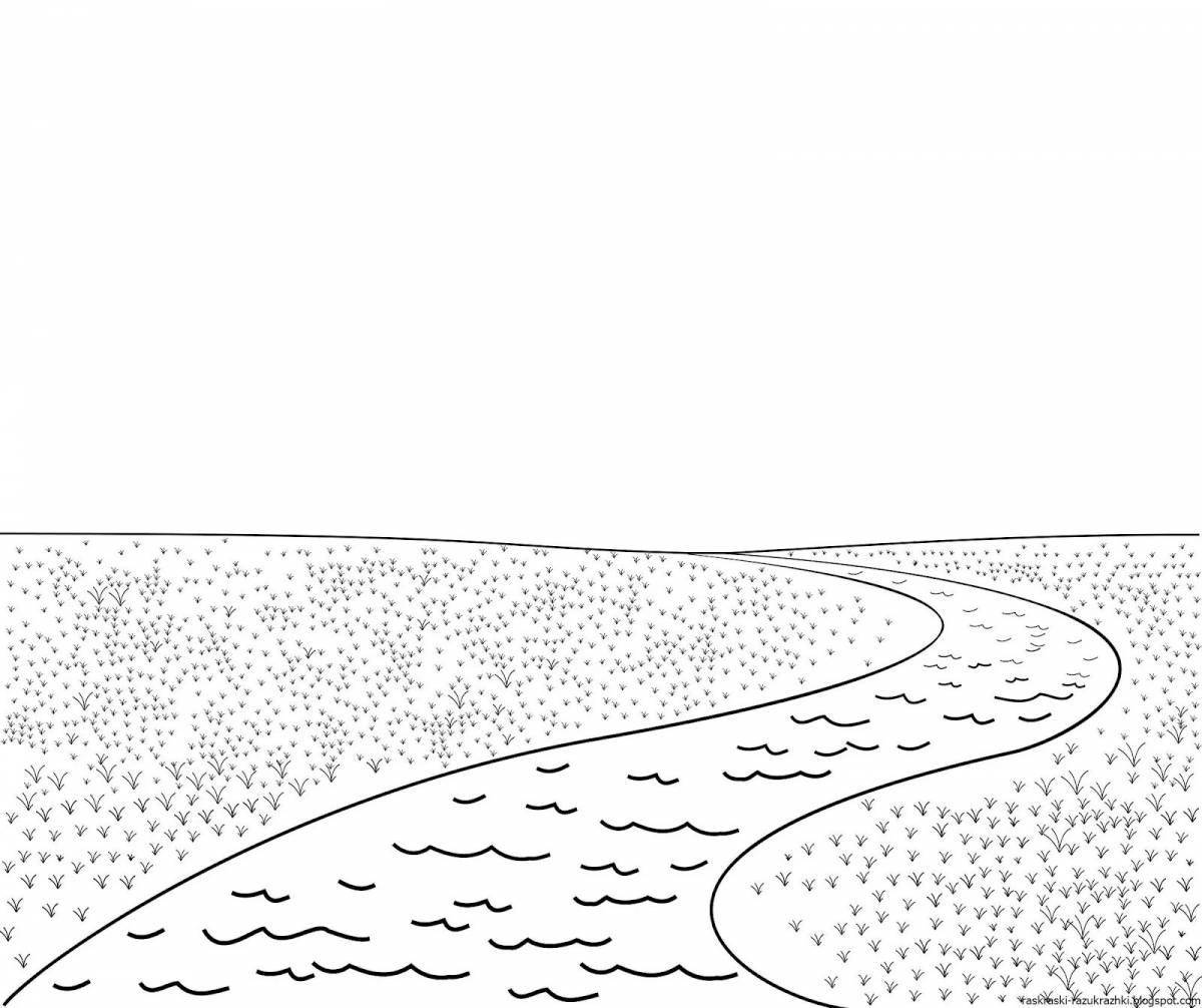 Serene river coloring page