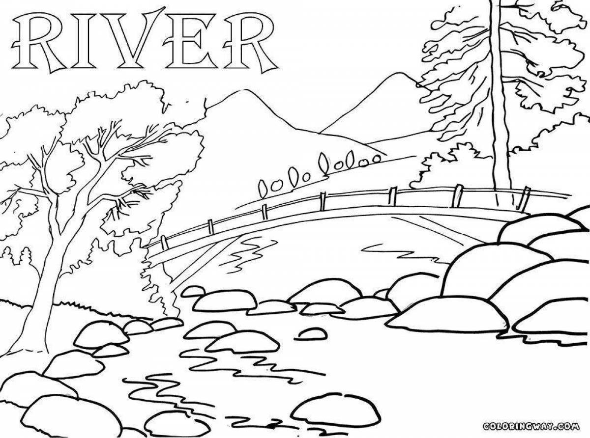Calm river coloring page