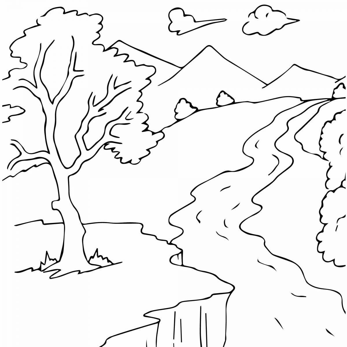 Dreamy river coloring page