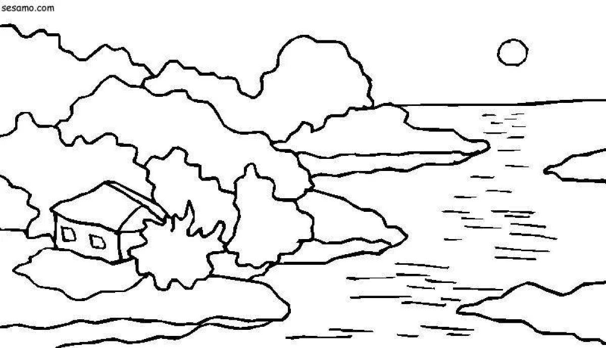 Misty coloring page river