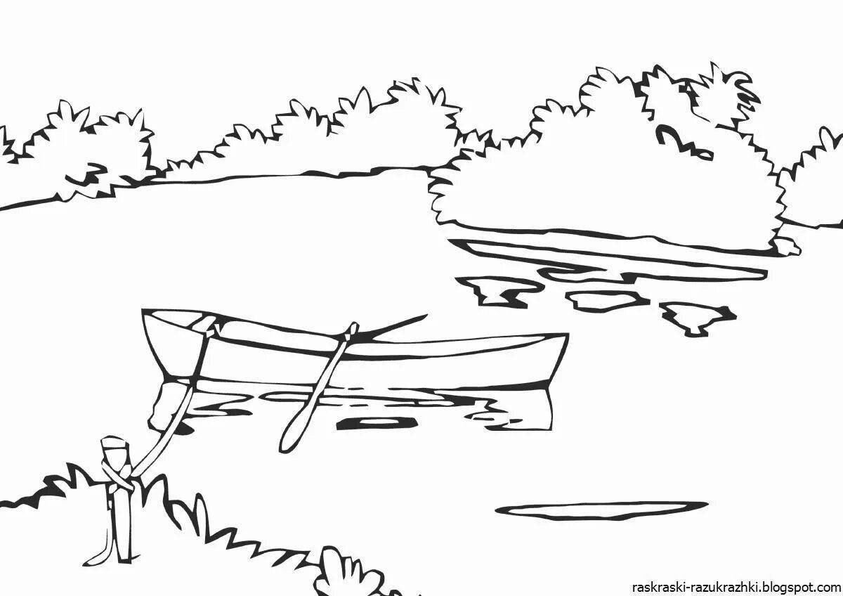 Green coloring page river