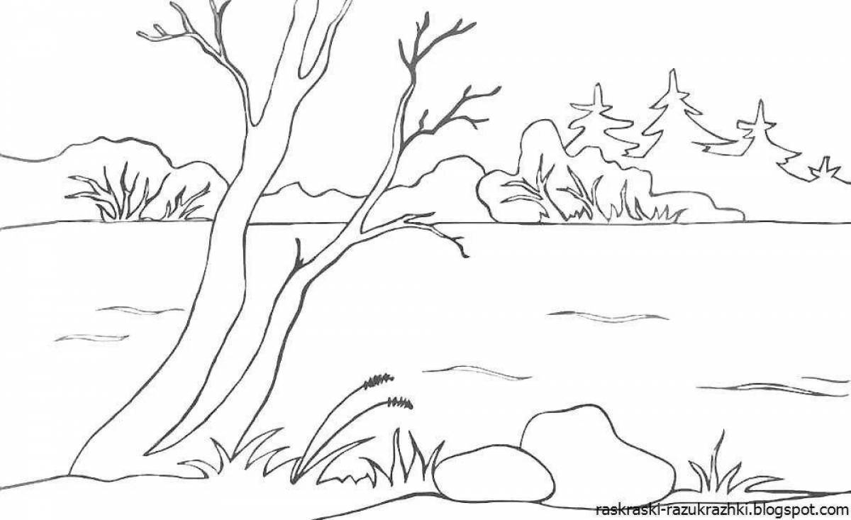 Delightful river coloring page