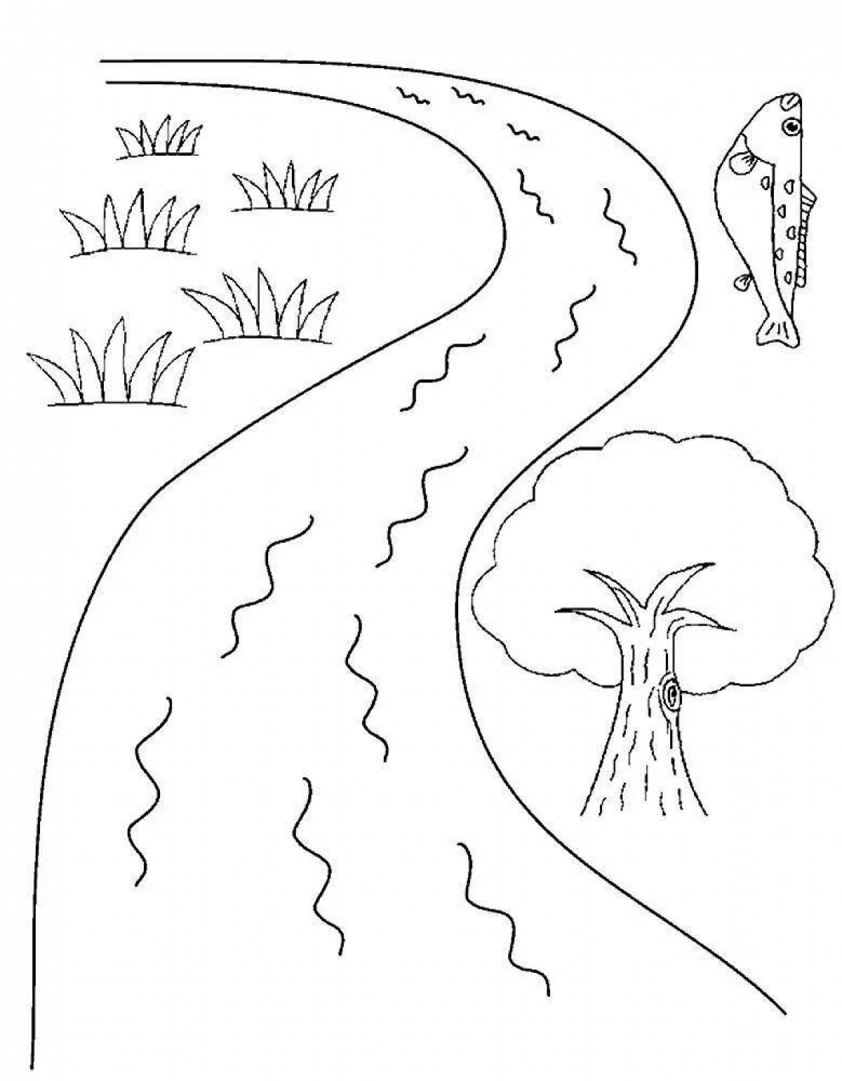 Tempting river coloring page