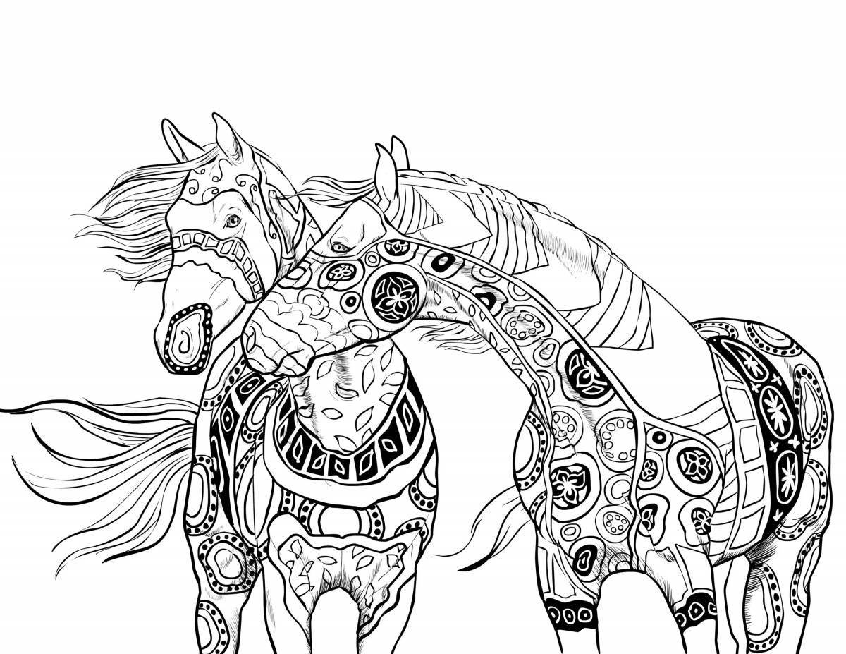Величественная раскраска лошадь антистресс
