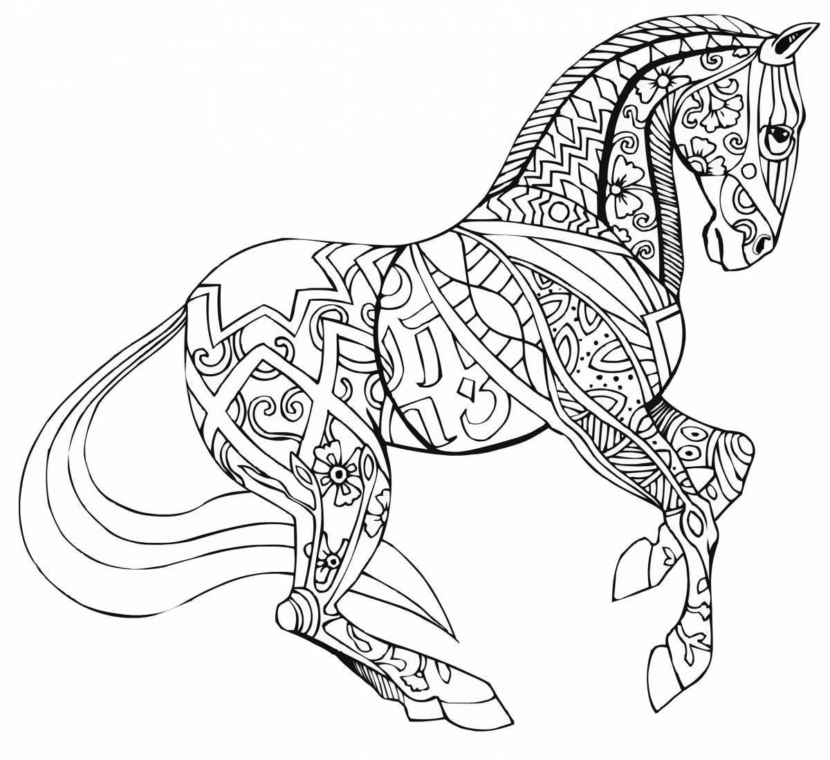 Inviting coloring horse antistress