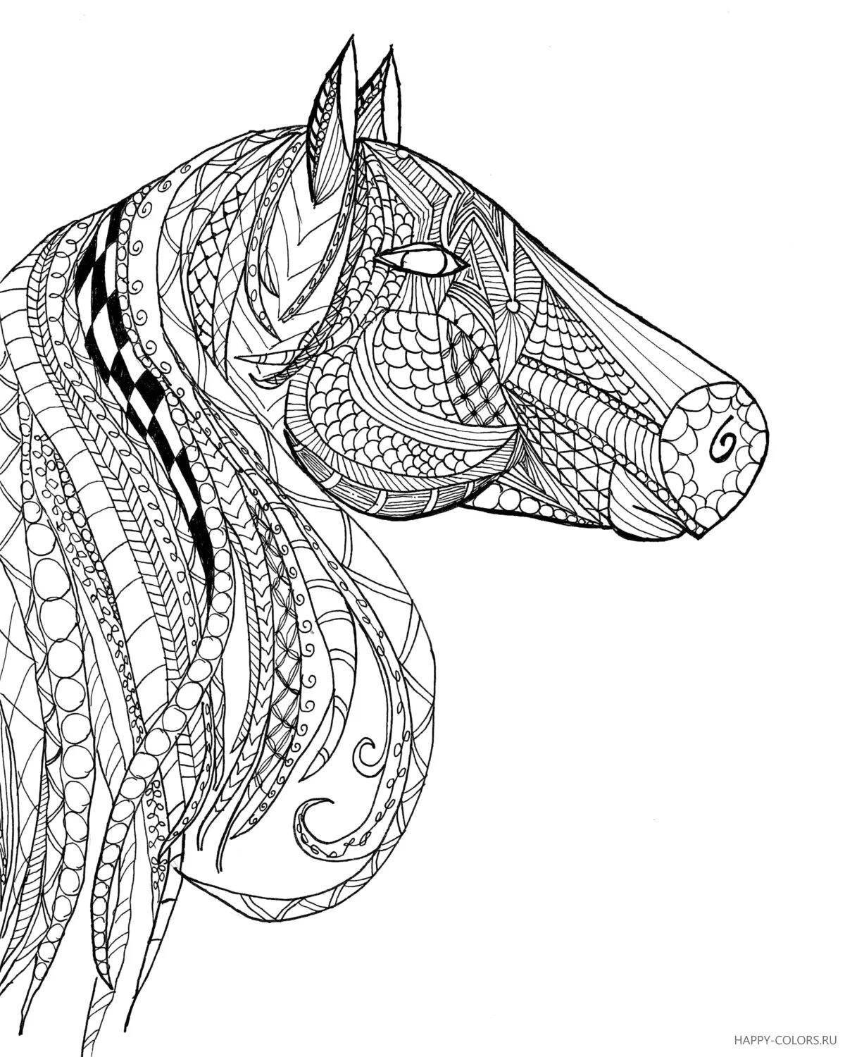 Буйная раскраска лошадь антистресс