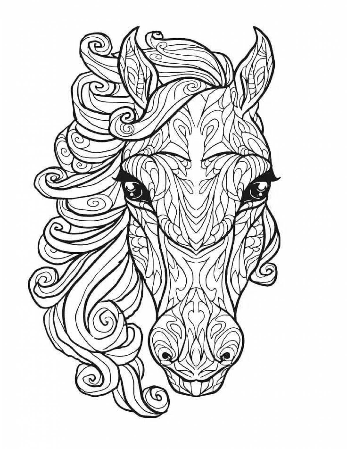 Coloring book sublime horse antistress