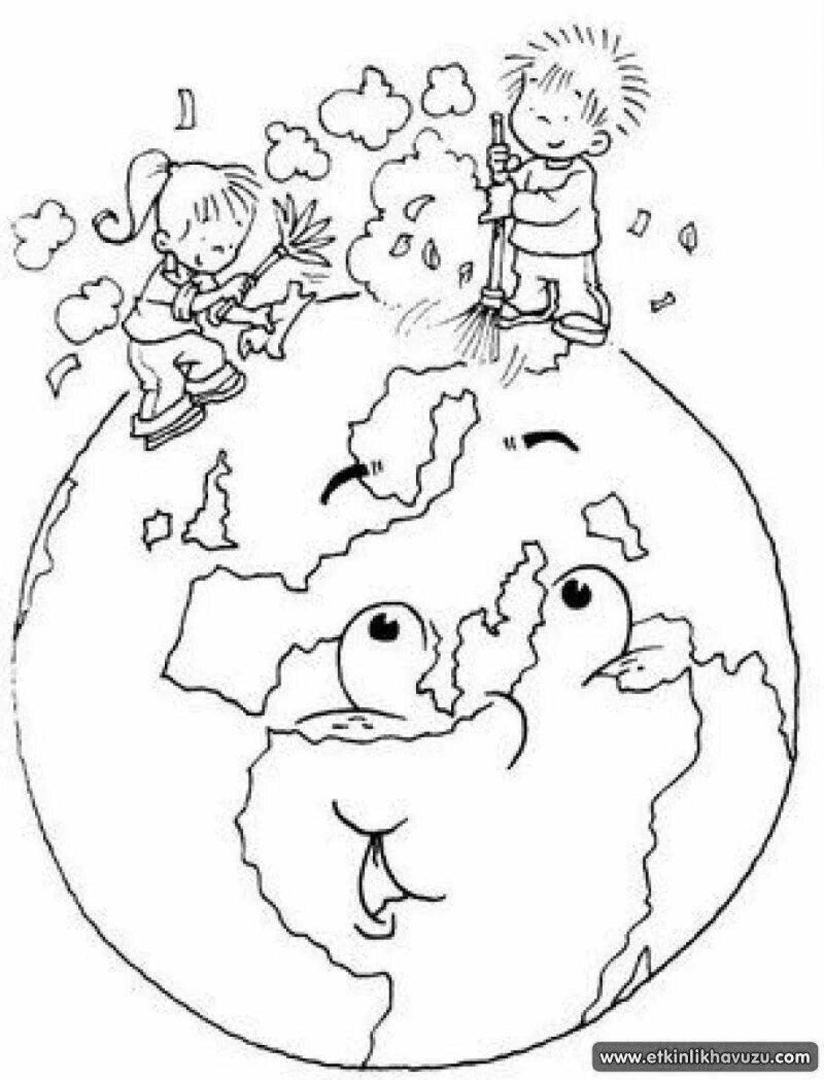 Radiant coloring page land for children