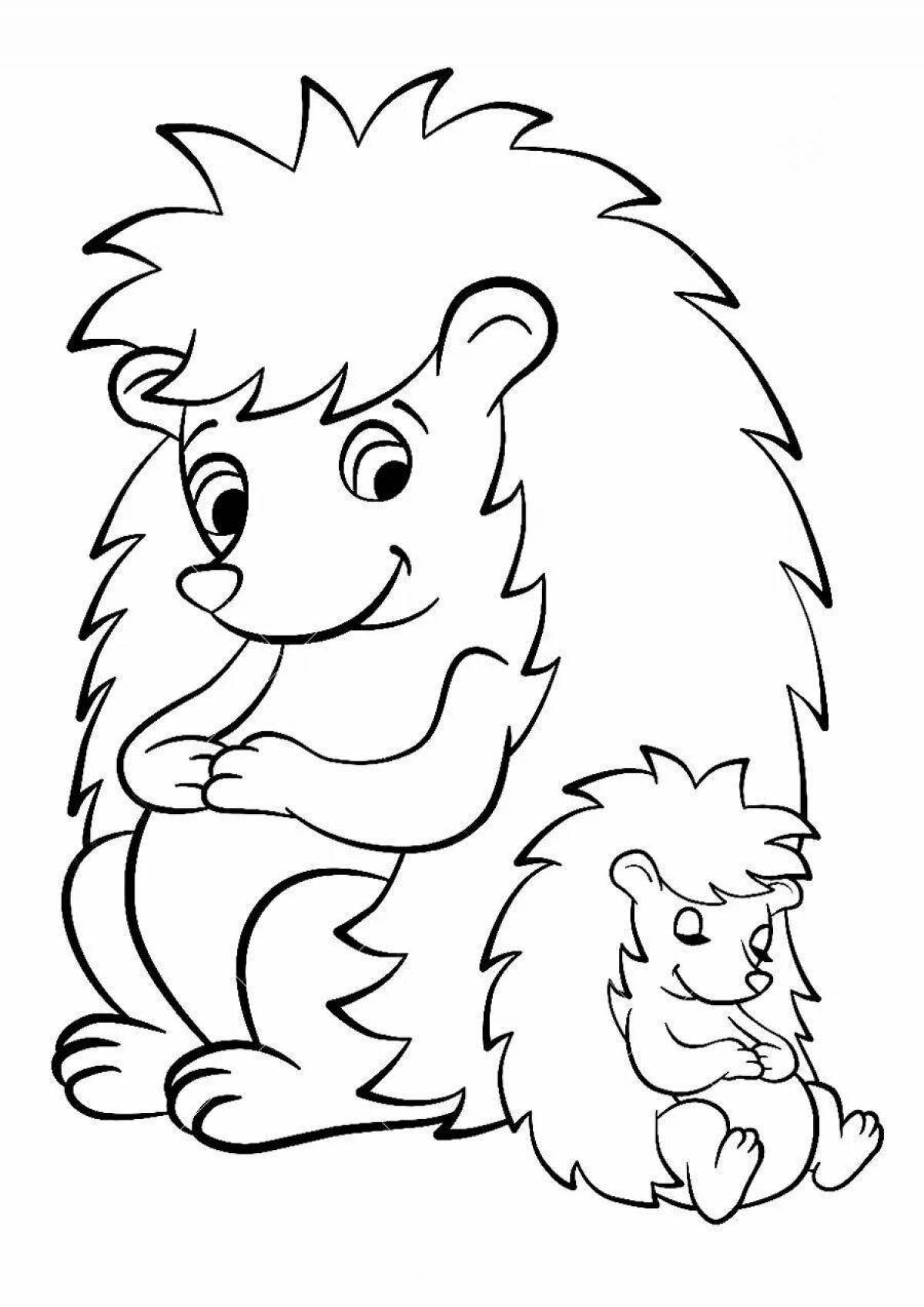 Funny hedgehog coloring book for kids