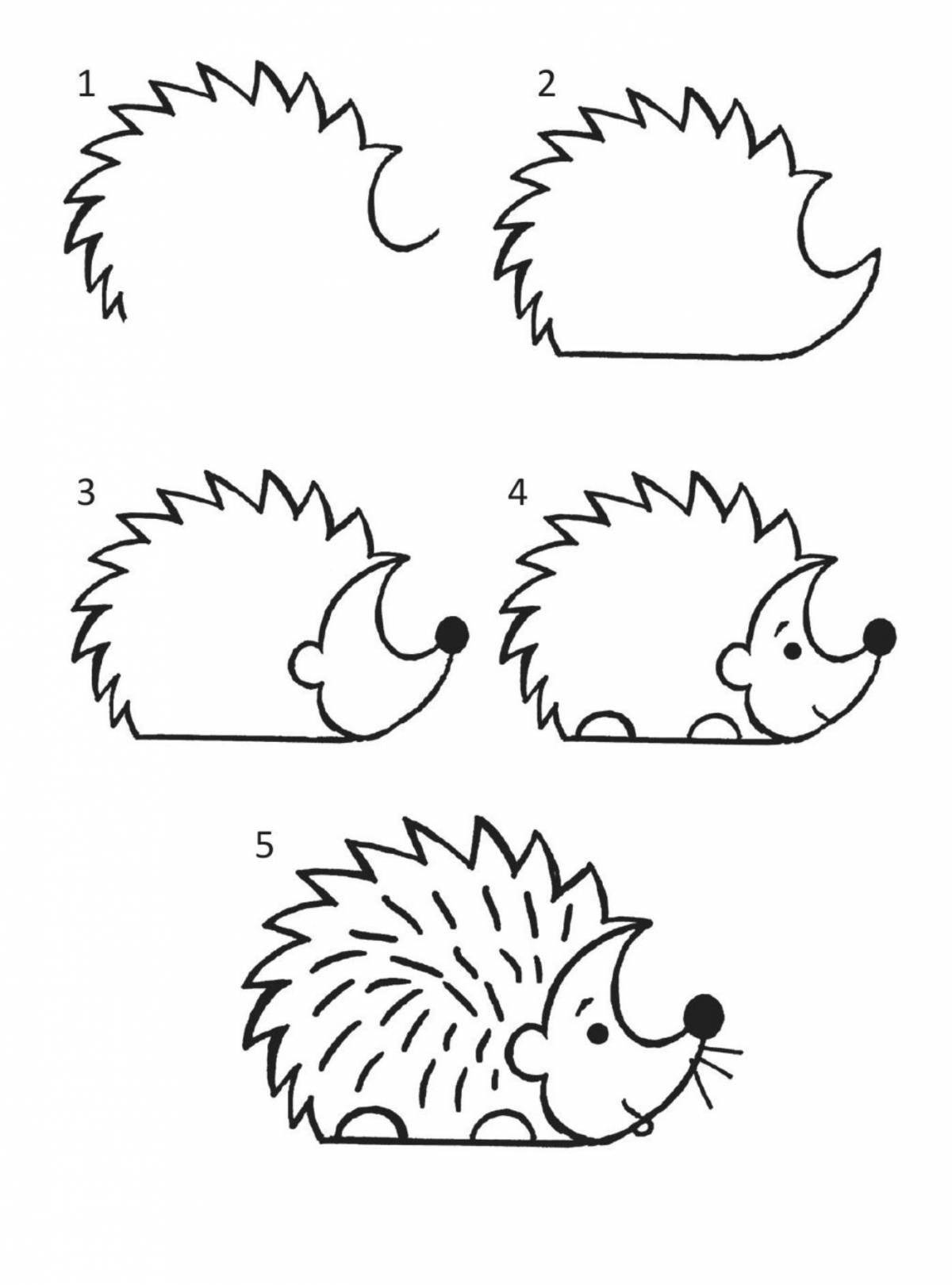 Happy coloring hedgehog for crafts