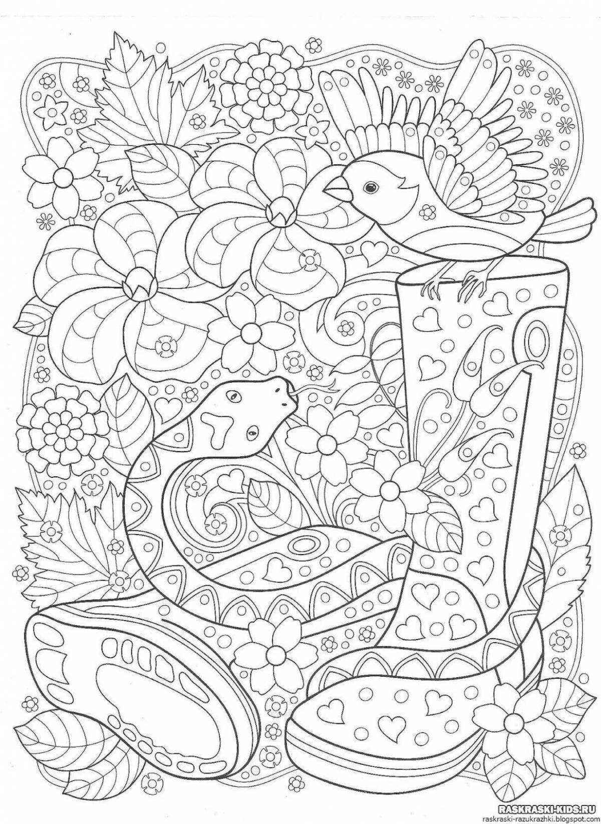 Joyful anti-stress coloring book for children 10 years old