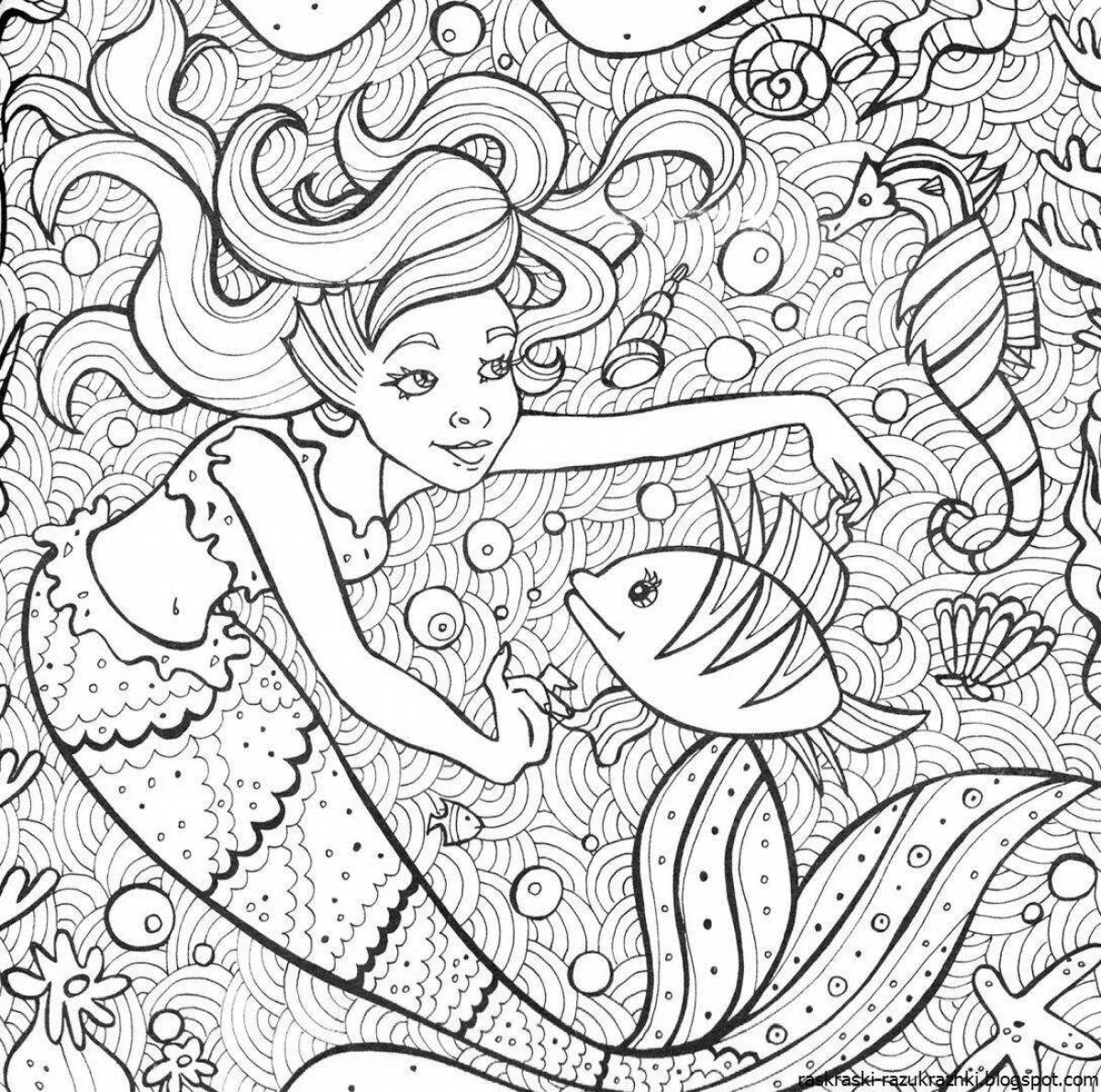 Bright anti-stress coloring book for children 10 years old