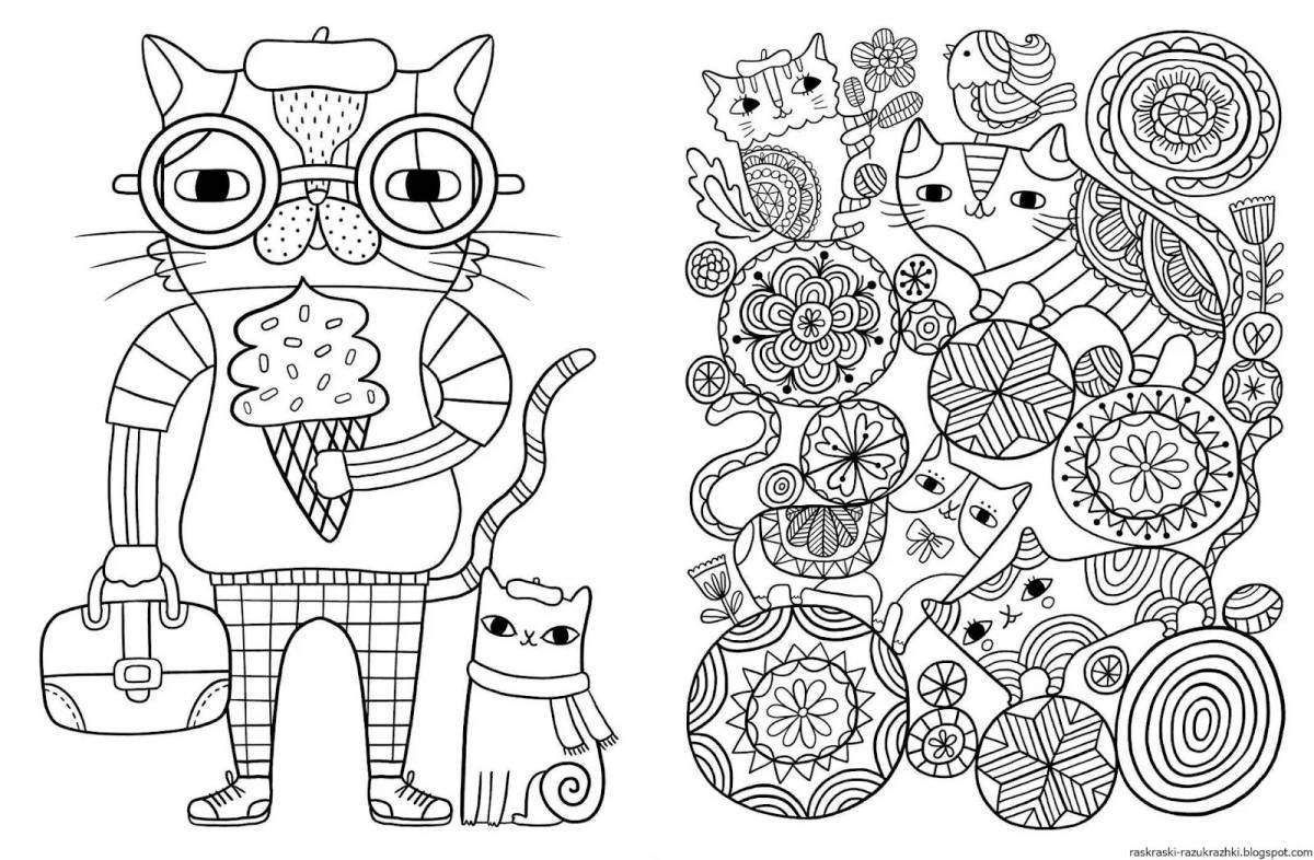 Bright color anti-stress coloring book for children 10 years old