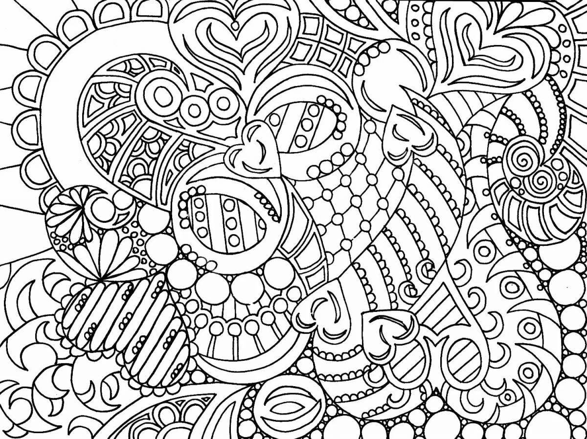 Color-brilliant antistress coloring page for 10 year olds