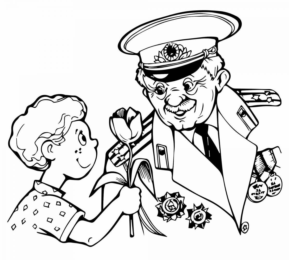 Joyful coloring flowers for war heroes