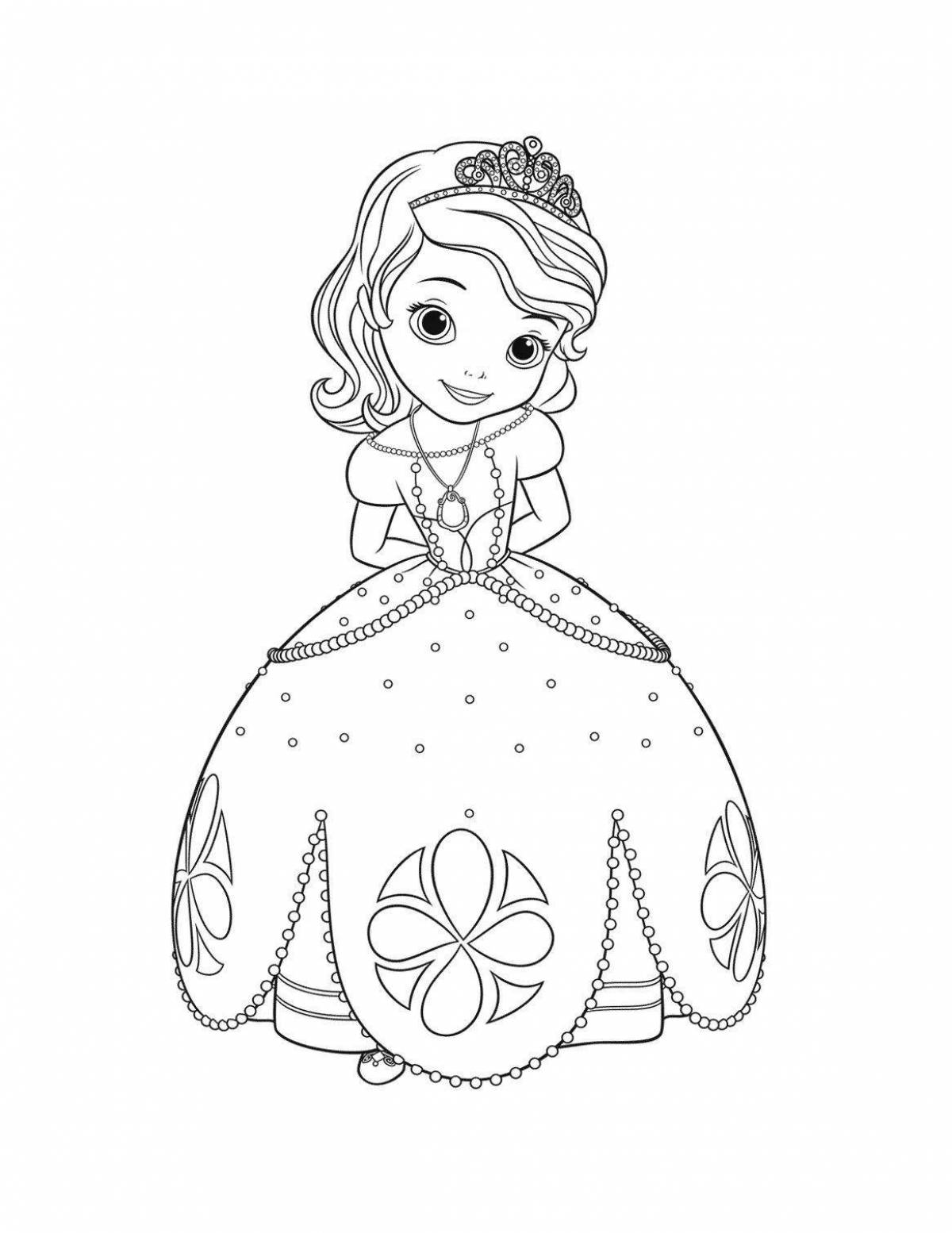 Радостная раскраска принцесса софия для детей