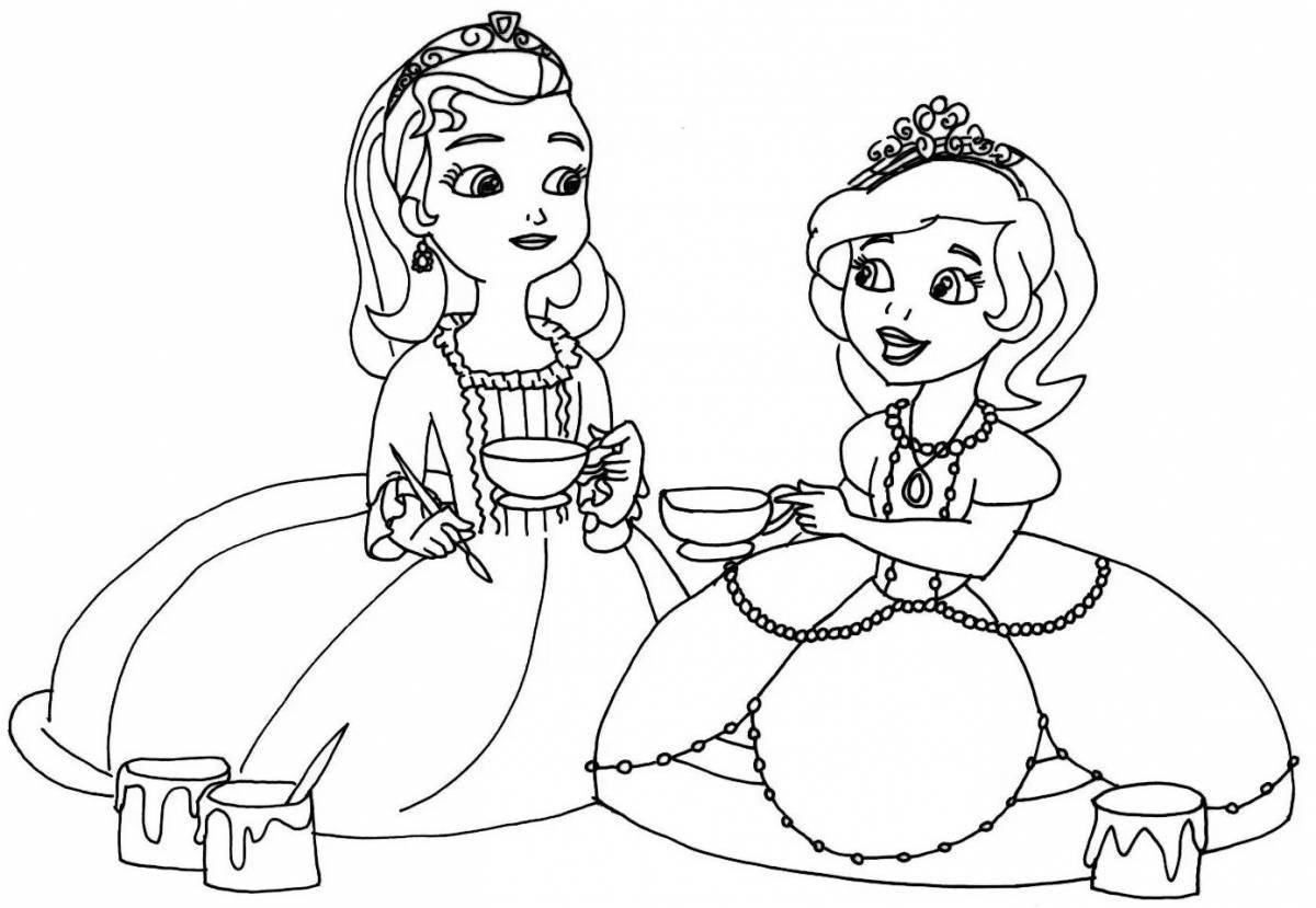 Сказочная раскраска принцесса софия для детей