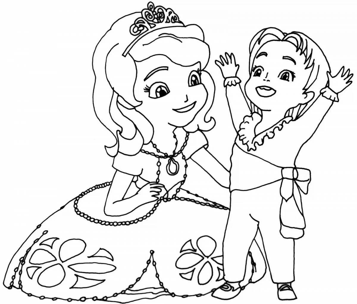 Экзотическая раскраска принцесса софия для детей