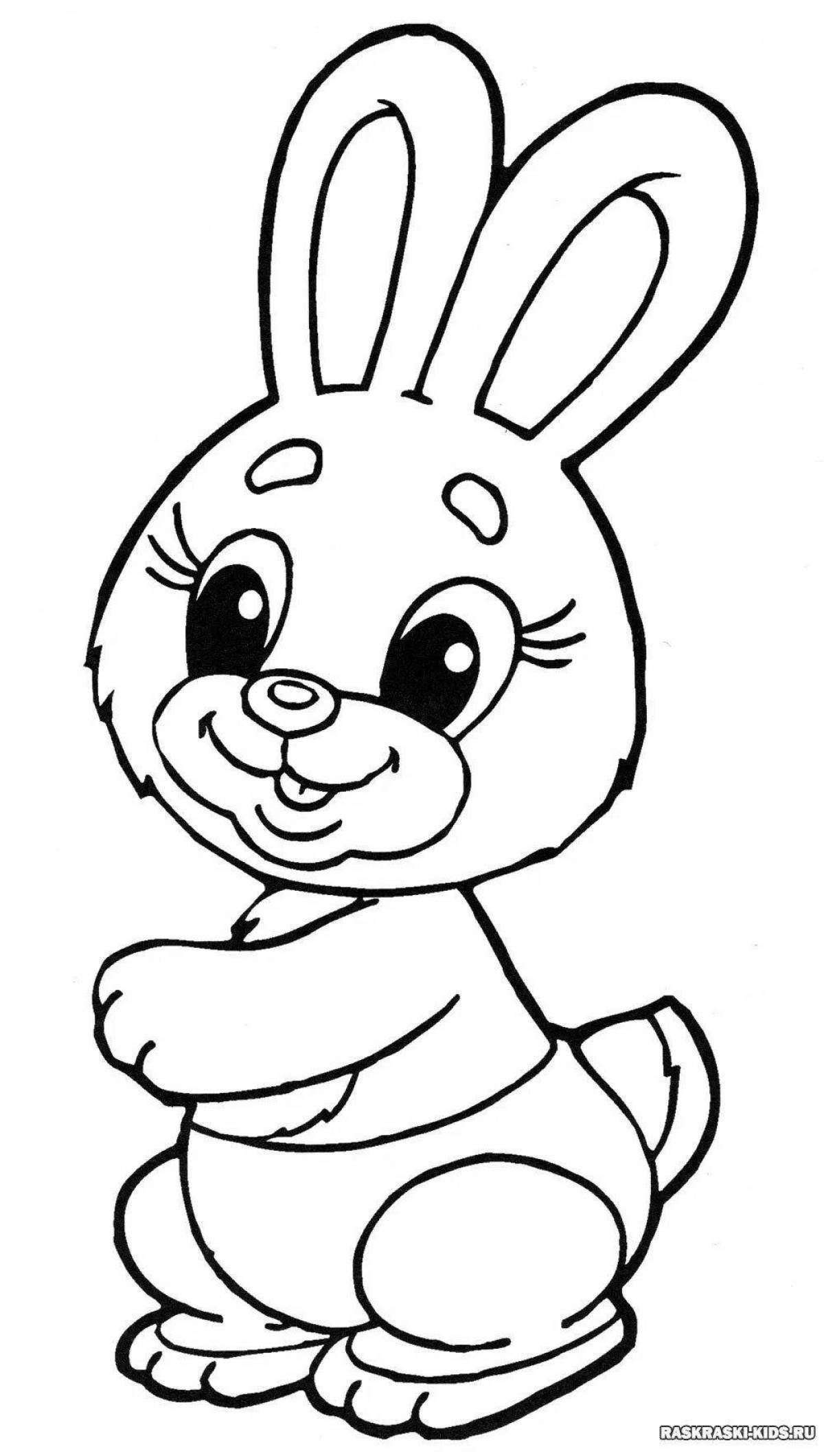 Обнимающийся кролик-раскраска для детей 2-3 лет