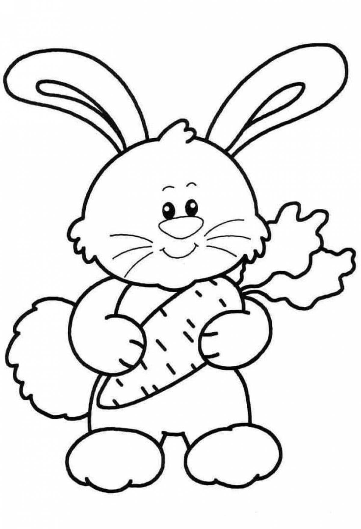 Уютная раскраска кролик для детей 2-3 лет