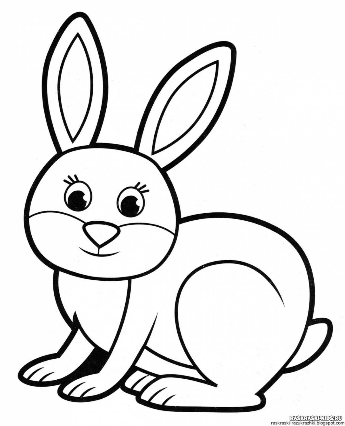 Очаровательный кролик-раскраска для детей 2-3 лет