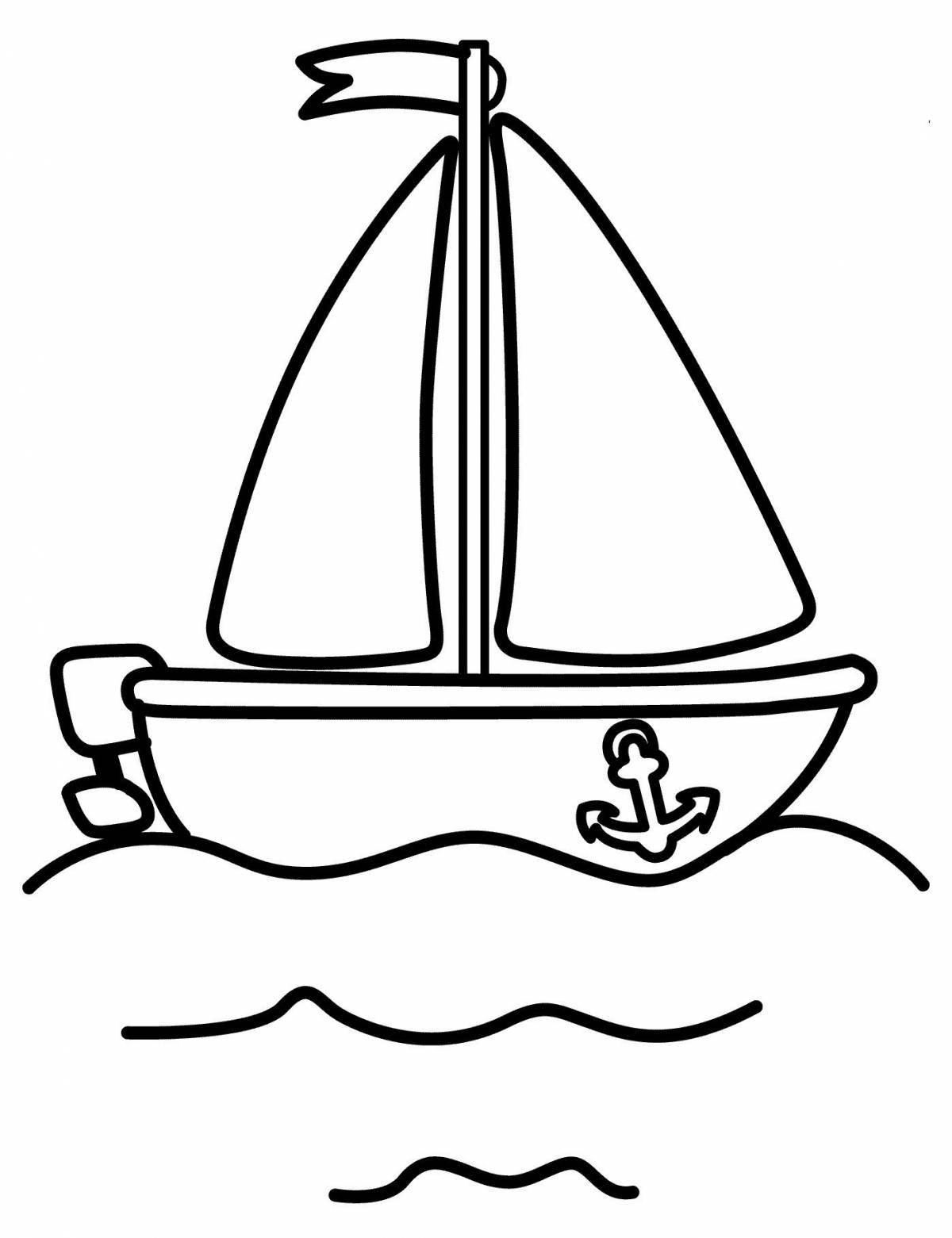 Colorful boat coloring page for 5-6 year olds