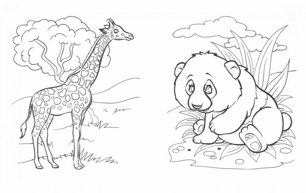 Fancy coloring animals of hot countries for children 5 years old
