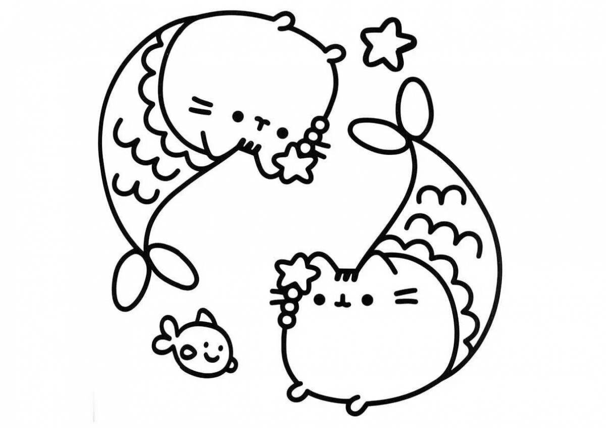 Attractive pusheen coloring page